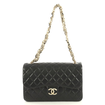 Chanel Westminster Tangled Pearl Chain Flap Bag Quilted Lambskin Medium Black 43727103