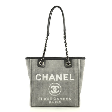 Chanel North South Deauville Tote Canvas Small Gray 43727104