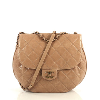Chanel Dubai Messenger Bag Quilted Aged Calfskin Medium Neutral 43727107