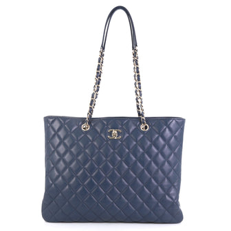 Chanel Classic CC Shopping Tote Quilted Calfskin Large Blue 43727109