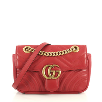 Gucci GG Marmont Flap Bag Matelasse Leather Mini Red 43727112