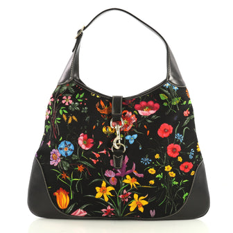 Gucci Jackie O Bag Flora Canvas Large Black 43727114