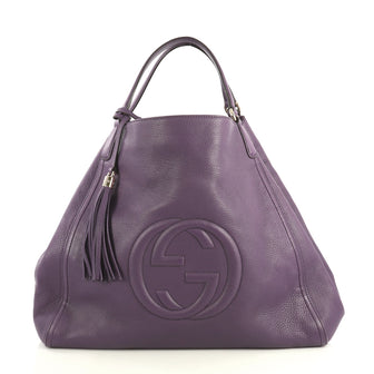 Gucci Soho Shoulder Bag Leather Large Purple 43727115