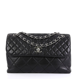 Chanel In The Business Flap Bag Quilted Lambskin Maxi Black 43727120