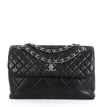 Chanel In The Business Flap Bag Quilted Lambskin Maxi Black 43727120