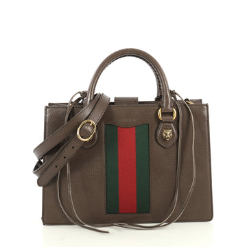 Gucci Animalier Web Top Handle Tote Leather Medium Brown 43727123