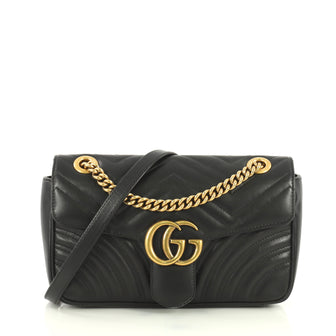 Gucci GG Marmont Flap Bag Matelasse Leather Small Black 43727127