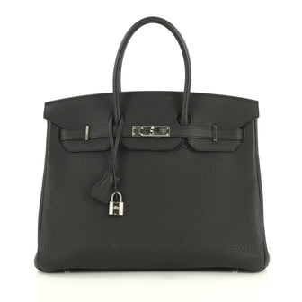 Hermes Birkin Handbag Grey Clemence with Palladium Hardware 35 Gray 4372713