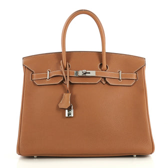 Hermes Birkin Handbag Brown Togo with Palladium Hardware 35 Brown 4372716