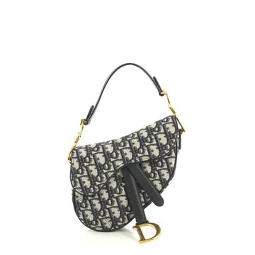 Christian Dior Saddle Handbag Oblique Canvas Mini Blue 4372723