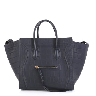 Celine Phantom Bag Crocodile Embossed Leather Medium Blue 4372727