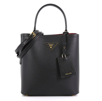 Prada Panier Bucket Bag Saffiano Leather Medium Black 4372728
