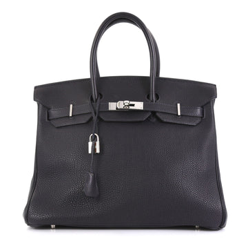 Hermes Birkin Handbag Blue Togo with Palladium Hardware 35 Blue 437273