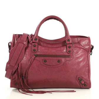 Balenciaga City Classic Studs Bag Leather Medium Purple 4372742