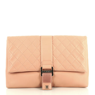 Chanel Grip Clutch Quilted Lambskin Neutral 4372746