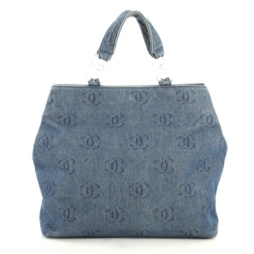 Chanel Vintage CC Tote Denim Large Blue 4372755