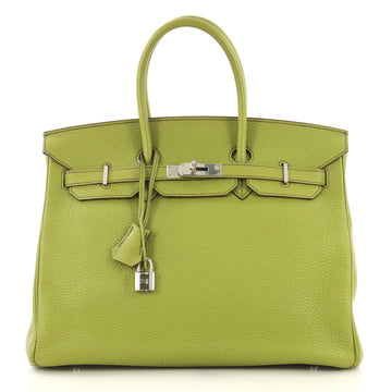 Hermes Birkin Handbag Green Togo with Palladium Hardware 35 Green 437275