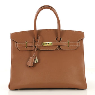 Hermes Birkin Handbag Brown Epsom with Gold Hardware 35 Brown 437276