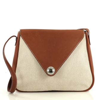 Hermes Christine Handbag Toile and Leather Brown 4372776