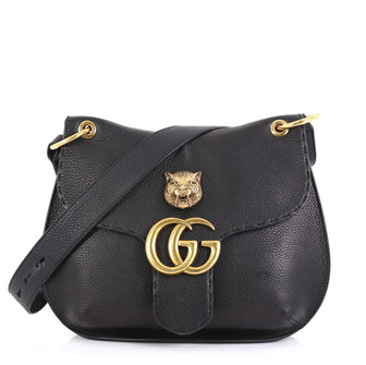Gucci GG Marmont Animalier Shoulder Bag Leather Medium Black 4372786