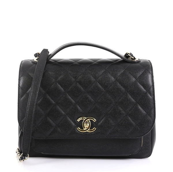Business Affinity Flap Bag Quilted Caviar Large