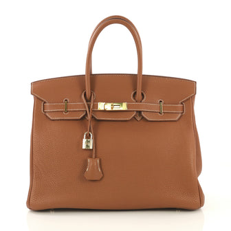 Hermes Birkin Handbag Brown Togo with Gold Hardware 35 Brown 437278