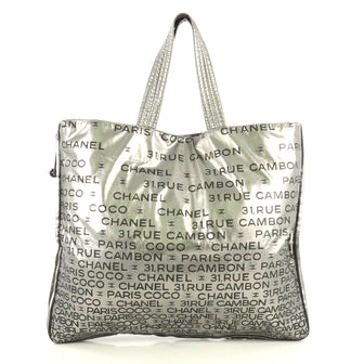 Chanel Unlimited Zip Around Tote Printed Nylon Large Gray 4372791