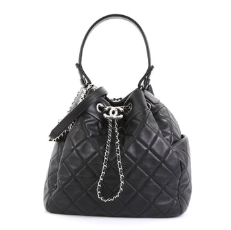 Chanel Boyish Drawstring Bag Quilted Lambskin Small Black 4372798