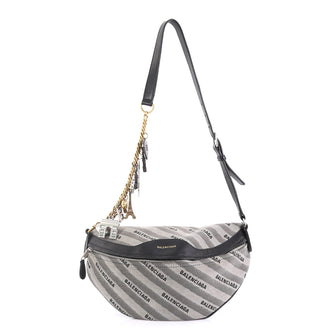 Balenciaga Souvenir Belt Bag Jacquard With Leather XS Gray 437371