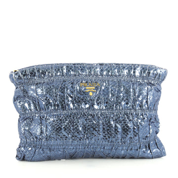 Prada Gaufre Clutch Python Blue 437541