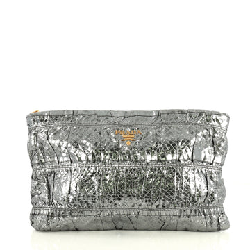 Prada Gaufre Clutch Python Metallic 437542