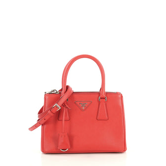 Prada Galleria Double Zip Tote Saffiano Leather Small Red 437591