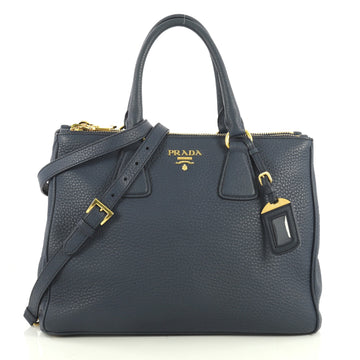 Prada Double Zip Tote Vitello Daino Medium Blue 43761102