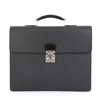 Louis Vuitton Serviette Moskova Briefcase Taiga Leather  Black 43761106