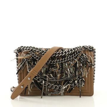 Chanel Paris-Dallas Boy Flap Bag Enchained Fringe with Quilted Calfskin Old Medium Brown 43761107
