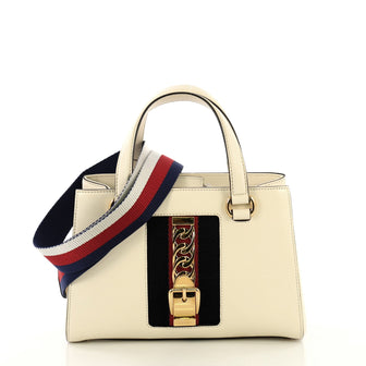 Gucci Sylvie Top Handle Tote Leather Medium White 4376110