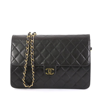 Chanel Vintage Clutch with Chain Quilted Leather Medium Black 43761110