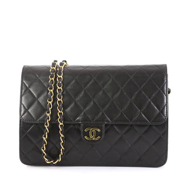 Chanel Vintage Clutch with Chain Quilted Leather Medium Black 43761110
