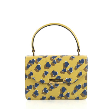 Gucci Heartbeat Top Handle Bag Printed Leather Green 43761114