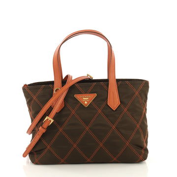Prada Impunto Convertible Tote Quilted Tessuto Small Orange 4376111