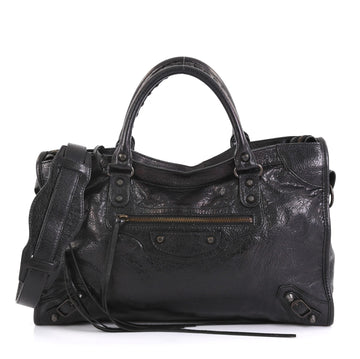 Balenciaga City Classic Studs Bag Leather Medium Black 43761126