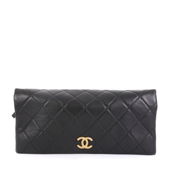 Chanel CC Foldover Clutch Quilted Lambskin Large Black 4376112