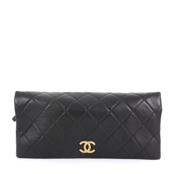 Chanel CC Foldover Clutch Quilted Lambskin Large Black 4376112