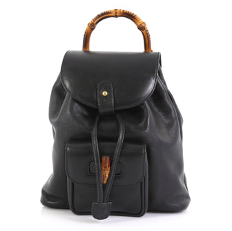 Gucci Vintage Bamboo Backpack Leather Mini Black 43761131