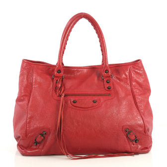 Balenciaga Sunday Tote Classic Studs Leather Large Red 43761142