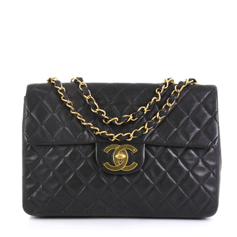 Chanel Vintage Classic Single Flap Bag Quilted Lambskin Maxi Black 43761158