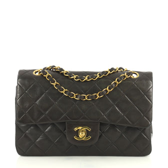 Chanel Vintage Classic Double Flap Bag Quilted Lambskin Small Black 43761159