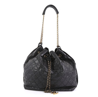 Chanel Paris-Bombay Drawstring Bucket Bag Quilted Calfskin with Stingray Trim 
