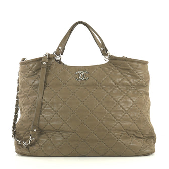Chanel CC Sea Hit Tote Quilted Iridescent Calfskin Large Neutral 43761175