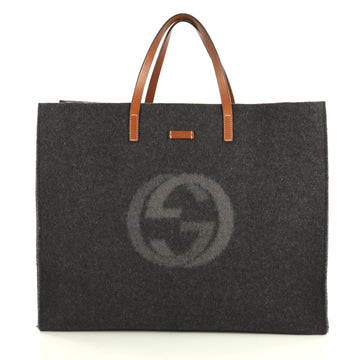 Gucci Logo Shopping Tote Felt Large Gray 43761177